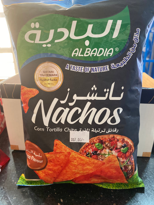 Al badia nachos corn tortillas chips pizza flavored